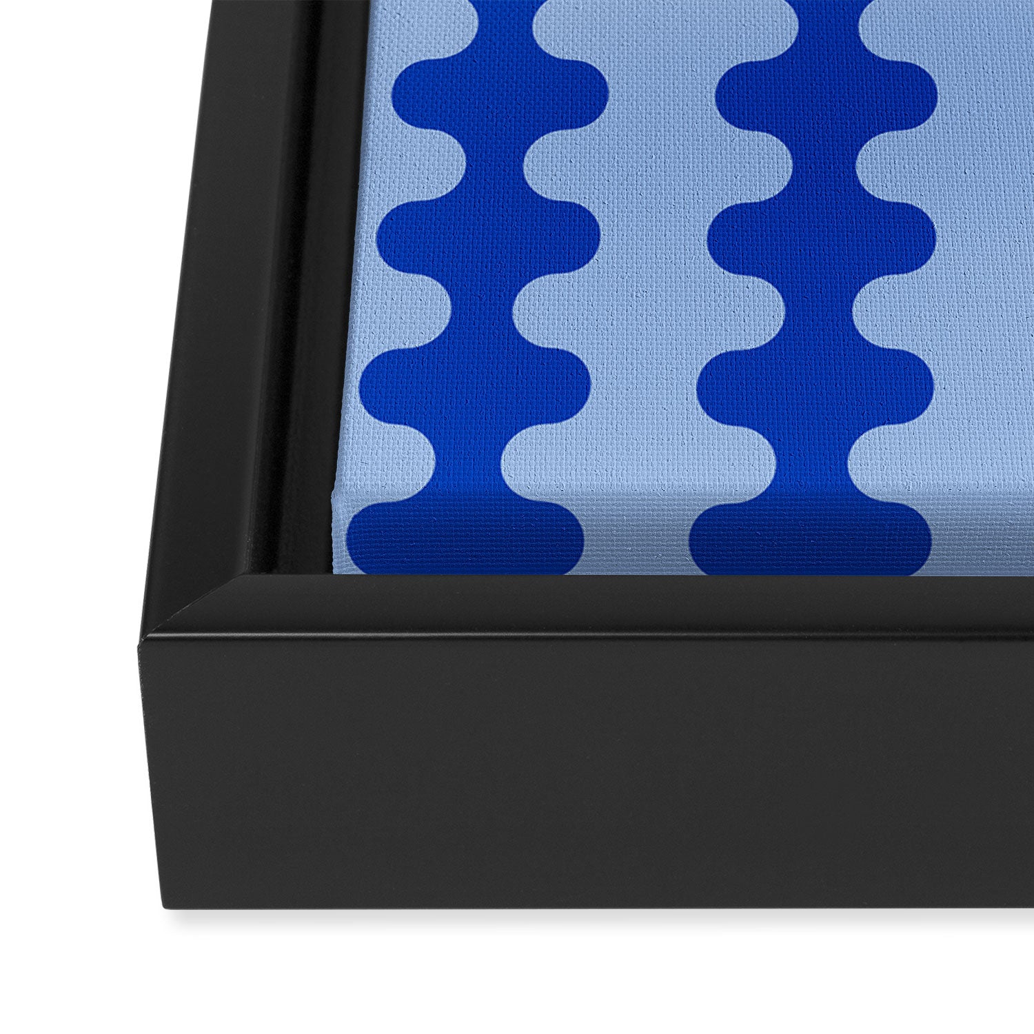 Blue Ogee A-Go-Go Retro Pop Pattern Cobalt Sky Framed Canvas Print Gallery Image 3