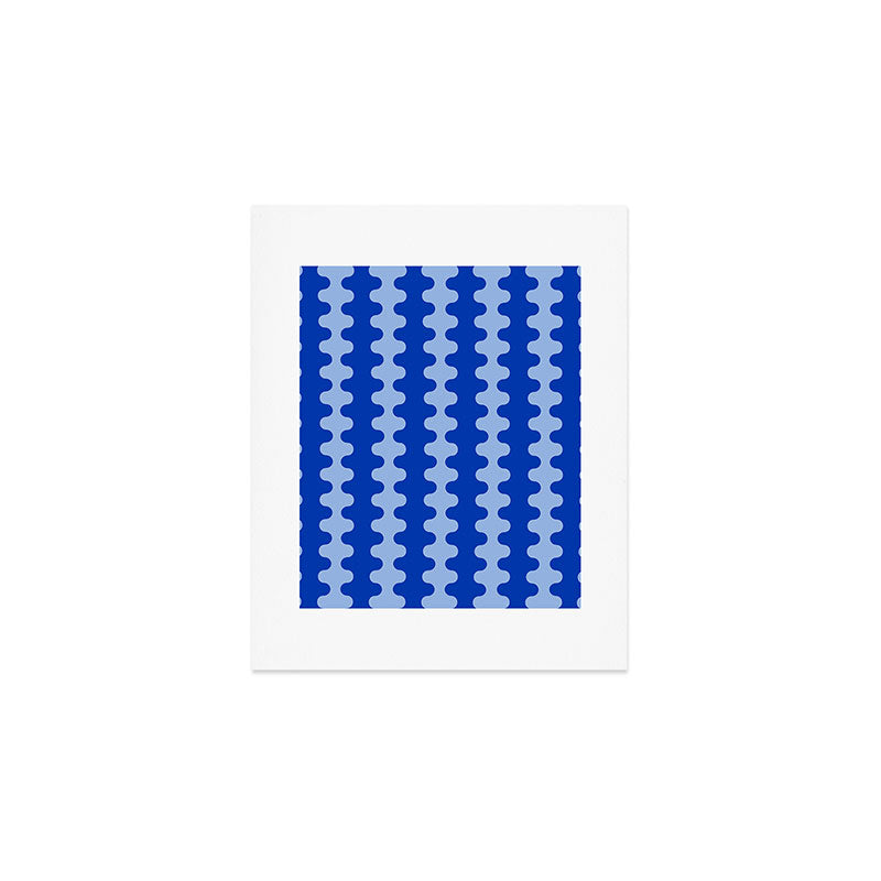 Blue Ogee A-Go-Go Retro Pop Pattern in Cobalt Sky Art Print Gallery Image 1