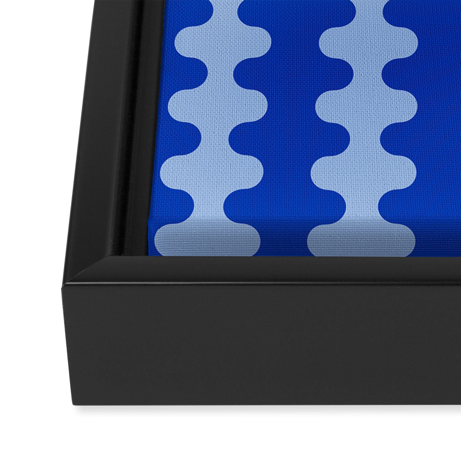 Blue Ogee A-Go-Go Retro Pop Pattern in Cobalt Sky Framed Canvas Print Gallery Image 3