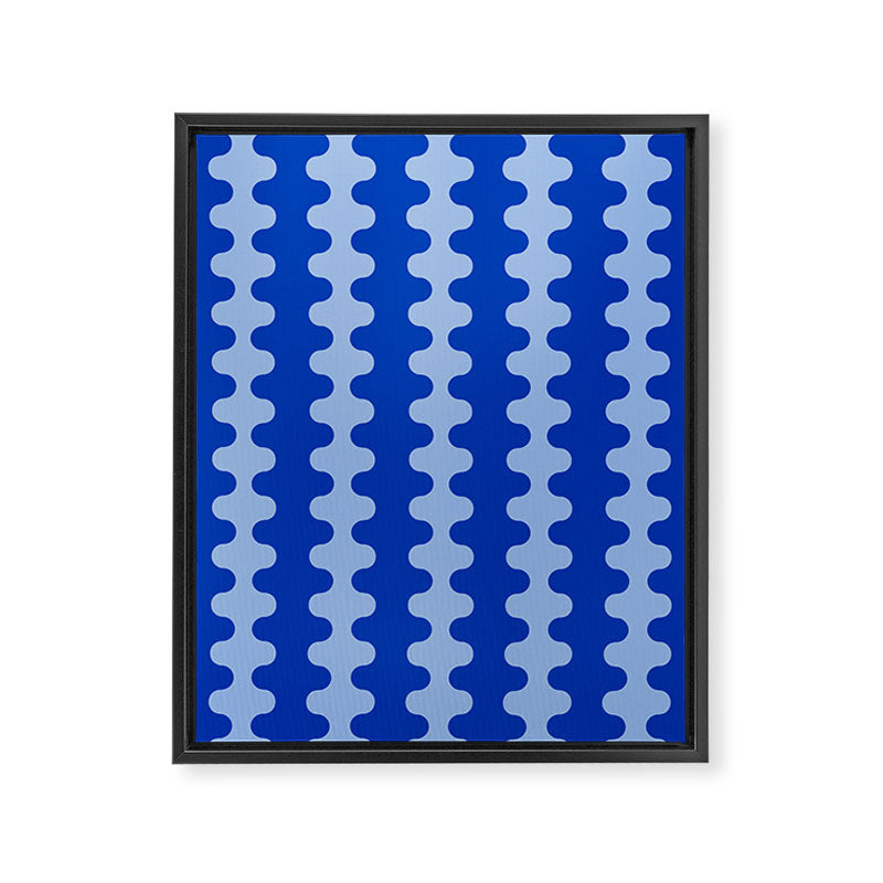 Blue Ogee A-Go-Go Retro Pop Pattern in Cobalt Sky Framed Canvas Print Gallery Image 8