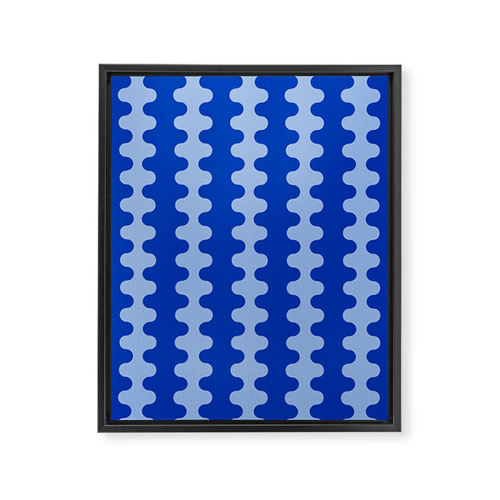Blue Ogee A-Go-Go Retro Pop Pattern in Cobalt Sky Framed Canvas Print Gallery Image 1