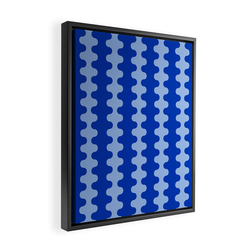 Blue Ogee A-Go-Go Retro Pop Pattern in Cobalt Sky Framed Canvas Print Gallery Image 2