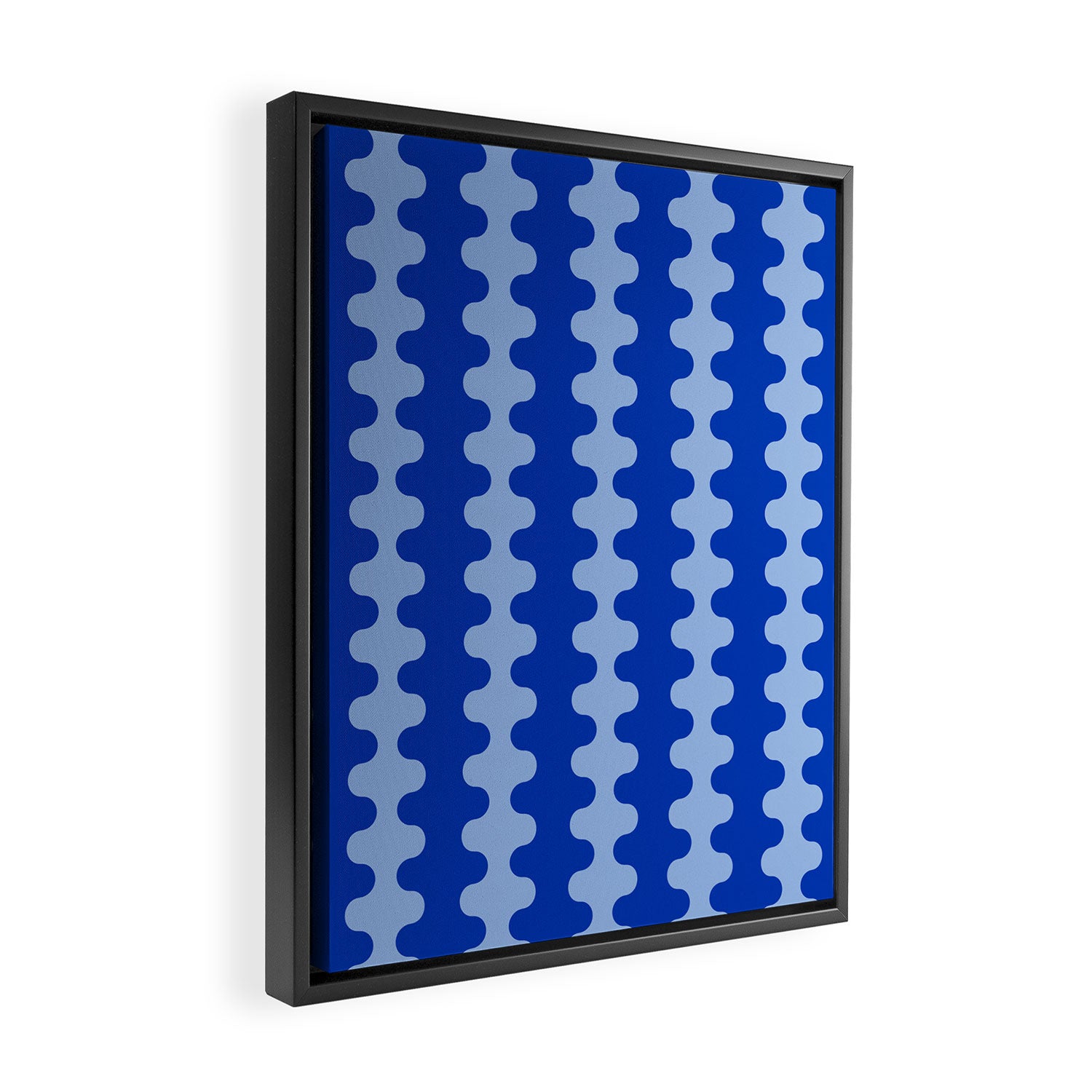 Blue Ogee A-Go-Go Retro Pop Pattern in Cobalt Sky Framed Canvas Print Gallery Image 2