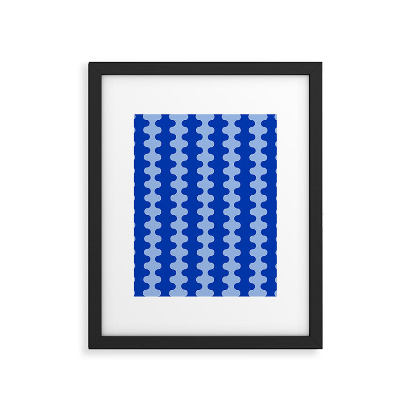 Blue Ogee A-Go-Go Retro Pop Pattern in Cobalt Sky Framed Art Print Gallery Image 6