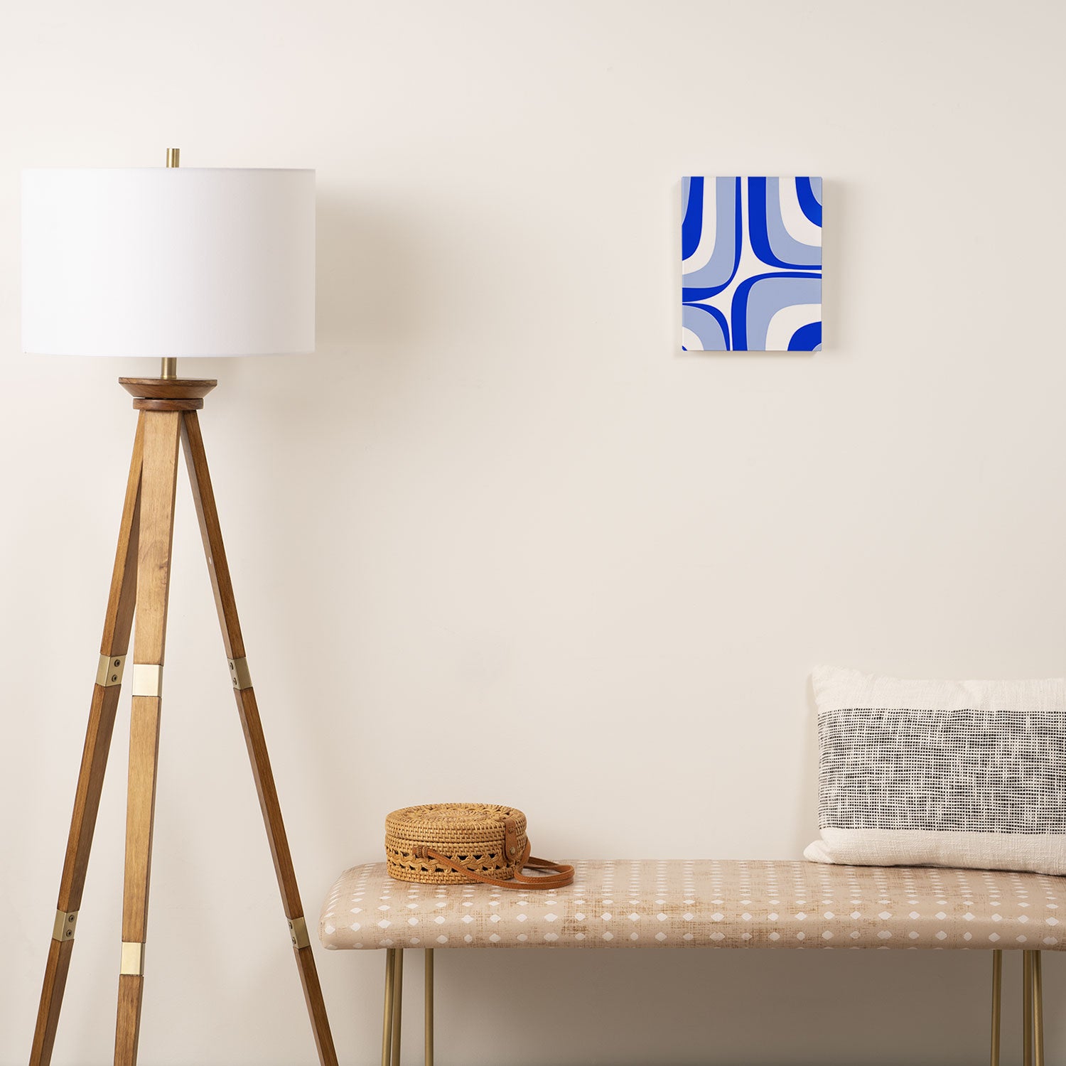 Blue Retro Groove Mid Century Modern Abstract Pattern Canvas Print Gallery Image 2