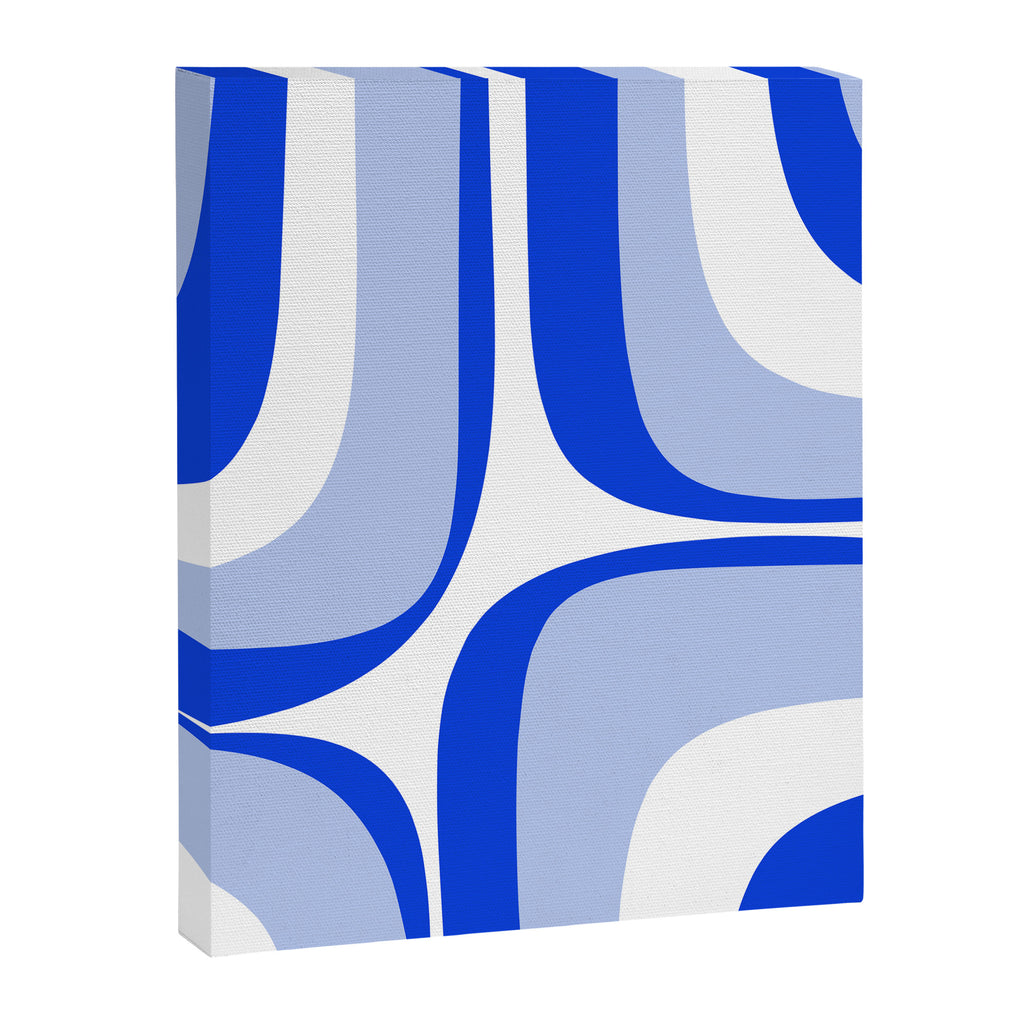 Blue Retro Groove Mid Century Modern Abstract Pattern Canvas Print Gallery Image 6