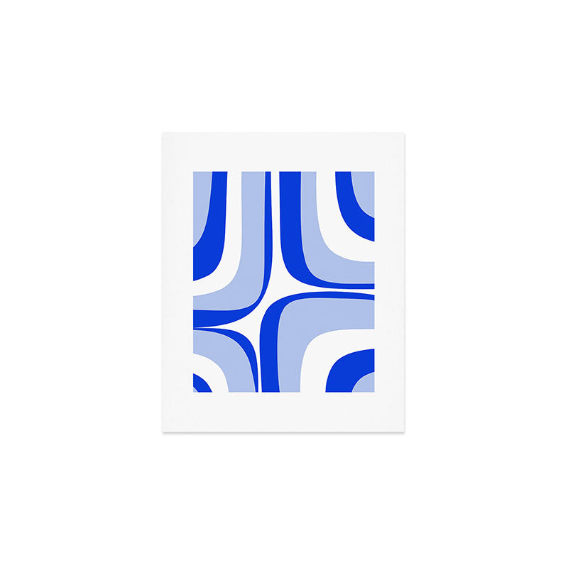 Blue Retro Groove Mid Century Modern Abstract Pattern Art Print Gallery Image 1
