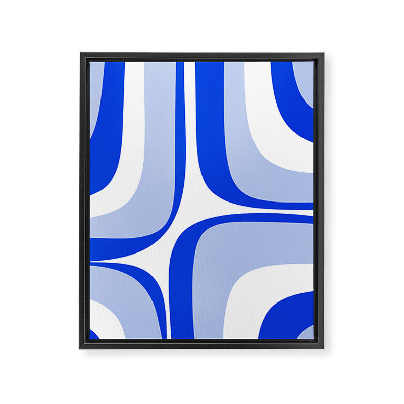Blue Retro Groove Mid Century Modern Abstract Pattern Framed Canvas Print Gallery Image 6