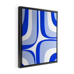 Blue Retro Groove Mid Century Modern Abstract Pattern Framed Canvas Print Gallery Image 2