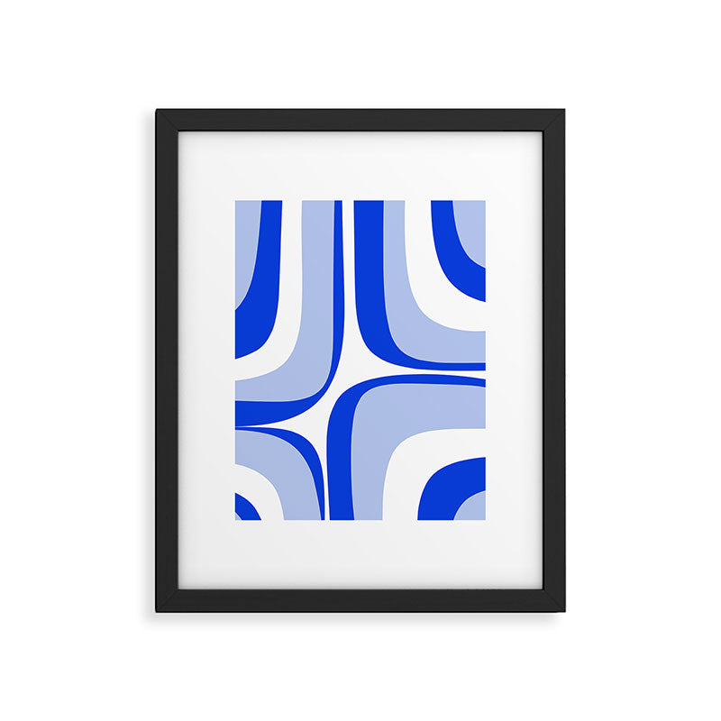 Blue Retro Groove Mid Century Modern Abstract Pattern Framed Art Print Gallery Image 5