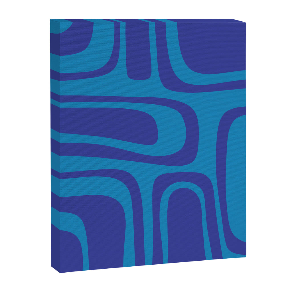 Blue Toned Abstract Mid Century Modern Palm Springs Pattern Canvas Print Gallery Image 8