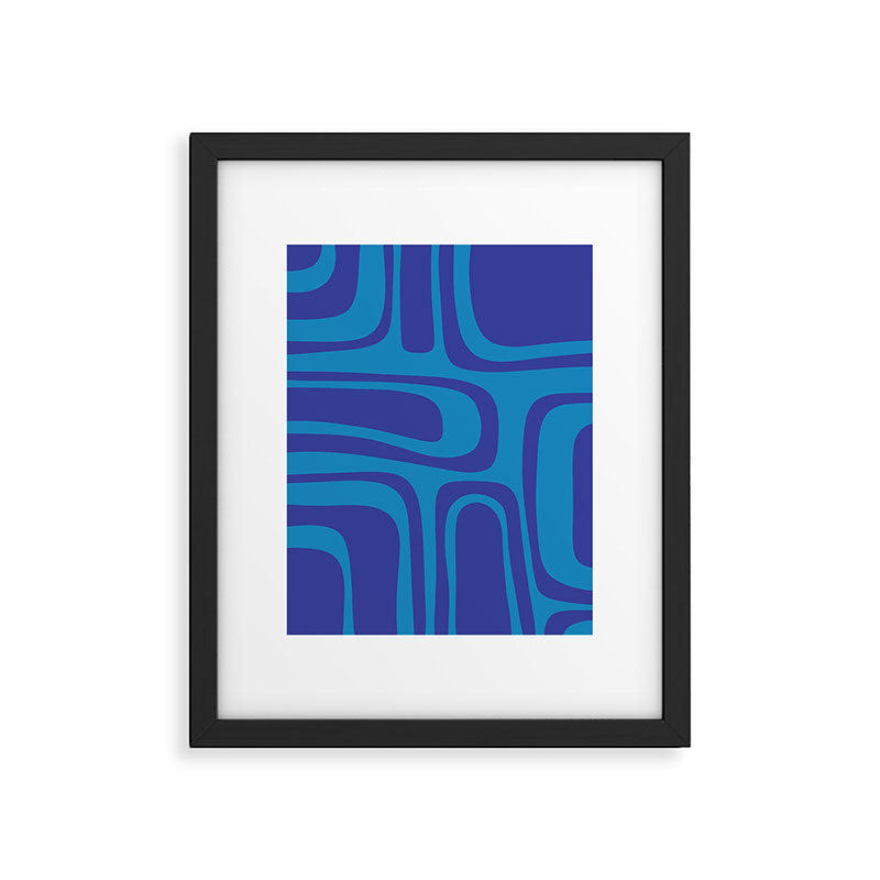 Blue Toned Abstract Mid Century Modern Palm Springs Pattern Framed Art Print Gallery Image 6