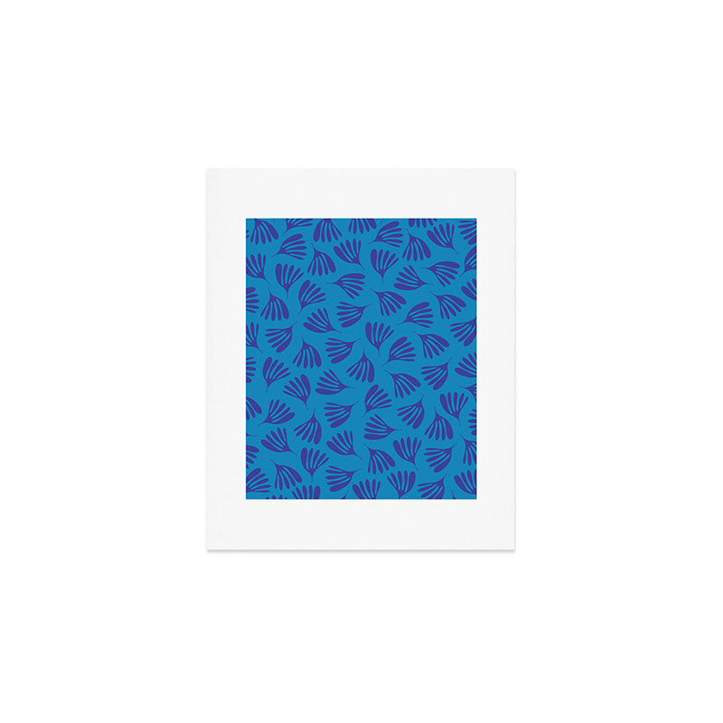 Blue Toned Wispy Leaves Contemporary Abstract Pattern Art Print Gallery Image 1