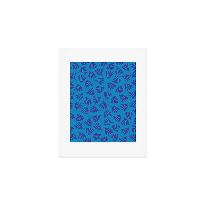 Blue Toned Wispy Leaves Contemporary Abstract Pattern Art Print Gallery Image 1