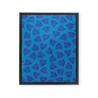 Blue Toned Wispy Leaves Contemporary Abstract Pattern Framed Canvas Print Gallery Image 6