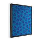 Blue Toned Wispy Leaves Contemporary Abstract Pattern Framed Canvas Print Gallery Image 2