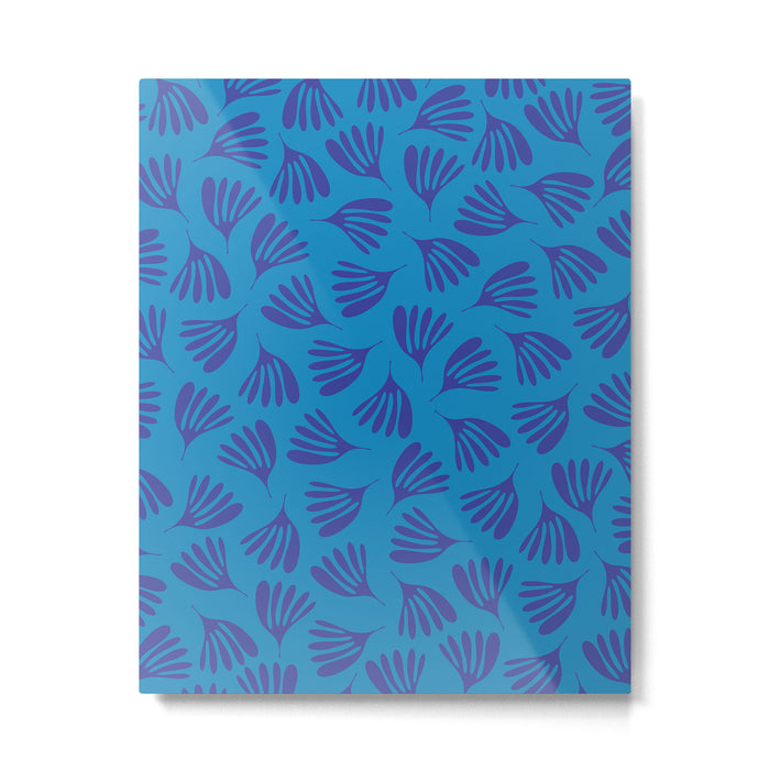 Blue Toned Wispy Leaves Contemporary Abstract Pattern Metal Print Gallery Image 1