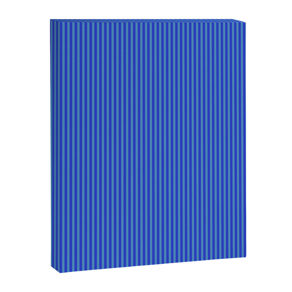 Blue Ultra Fine Stripe Narrow Vertical Pinstripe Pattern Canvas Print Gallery Image 6