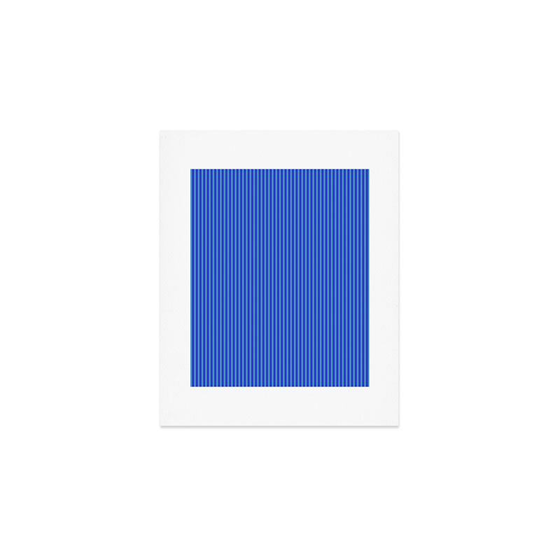 Blue Ultra Fine Stripe Narrow Vertical Pinstripe Pattern Art Print Gallery Image 1