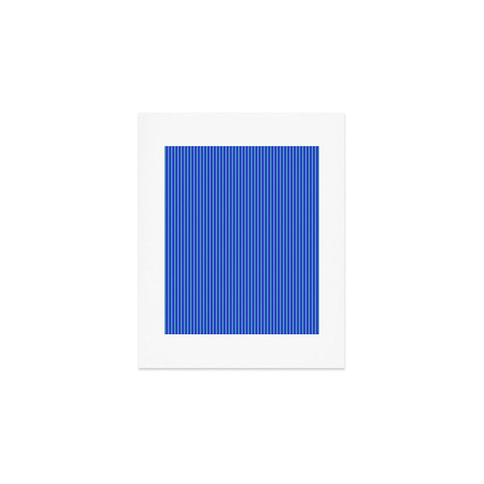 Blue Ultra Fine Stripe Narrow Vertical Pinstripe Pattern Art Print Gallery Image 1