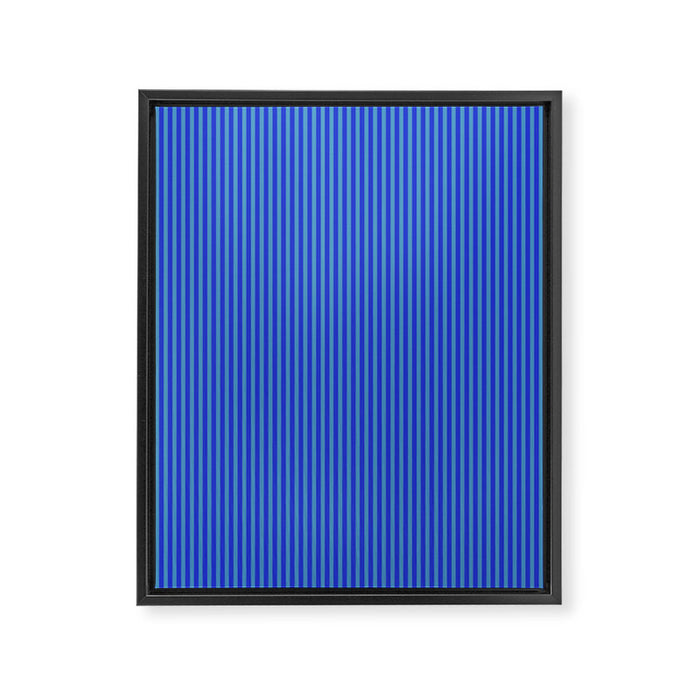 Blue Ultra Fine Stripe Narrow Vertical Pinstripe Pattern Framed Canvas Print Gallery Image 1