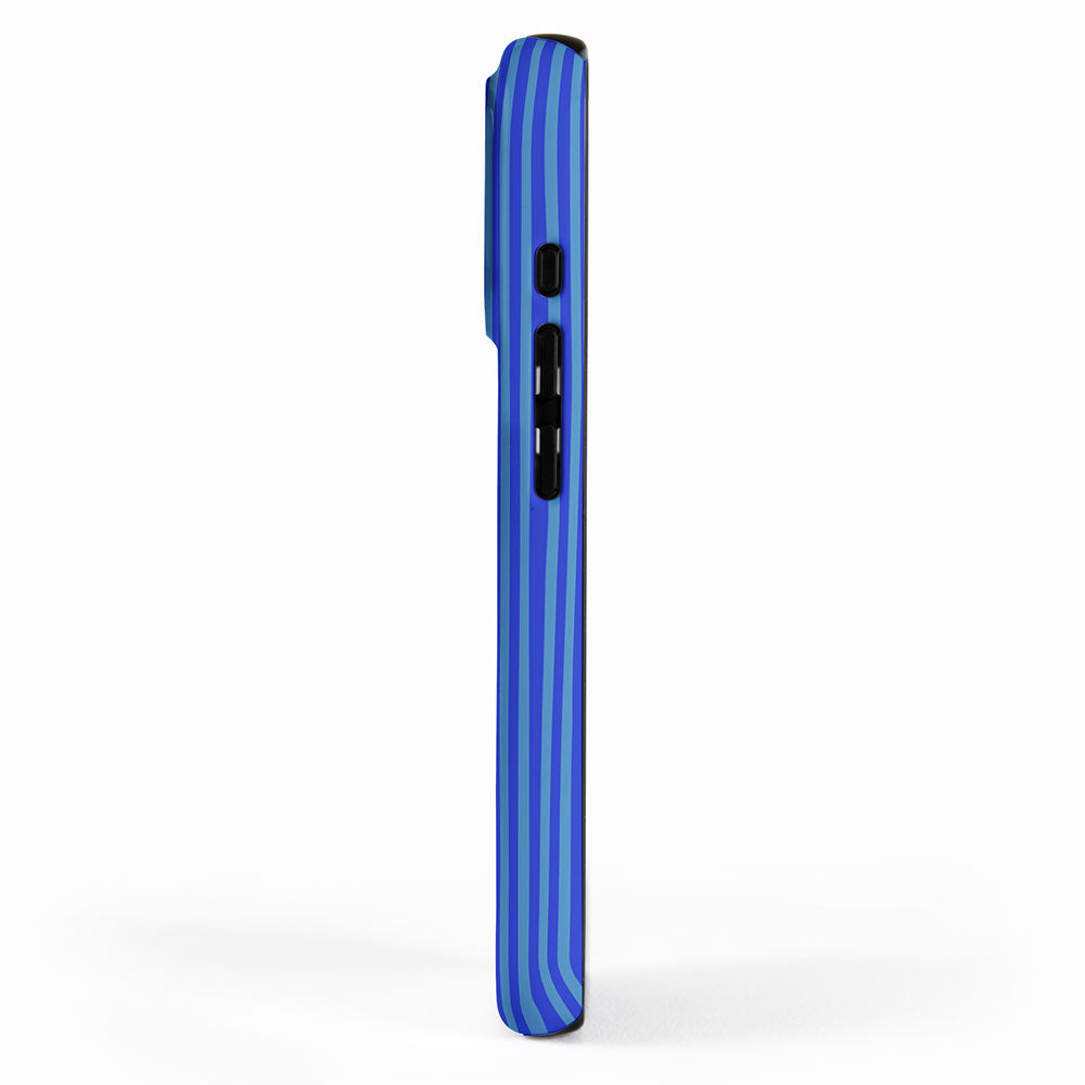 Blue Ultra Fine Stripe Narrow Vertical Pinstripe Pattern iPhone Case Gallery Image 2