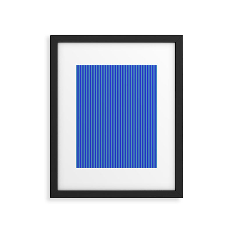 Blue Ultra Fine Stripe Narrow Vertical Pinstripe Pattern Framed Art Print Gallery Image 5