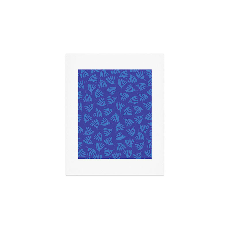 Blue Wispy Leaves Contemporary Abstract Pattern Art Print Gallery Image 1