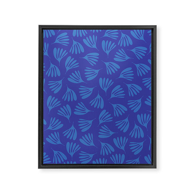 Blue Wispy Leaves Contemporary Abstract Pattern Framed Canvas Print Gallery Image 6
