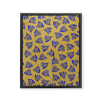 Blue Wispy Leaves Contemporary Abstract Pattern on Mustard Gold Framed Canvas Print Gallery Image 6