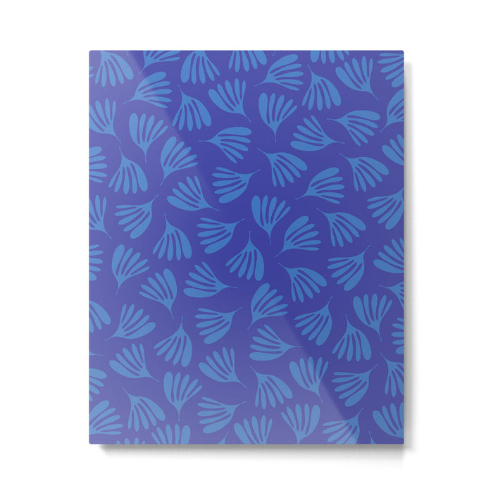 Blue Wispy Leaves Contemporary Abstract Pattern Metal Print Gallery Image 1