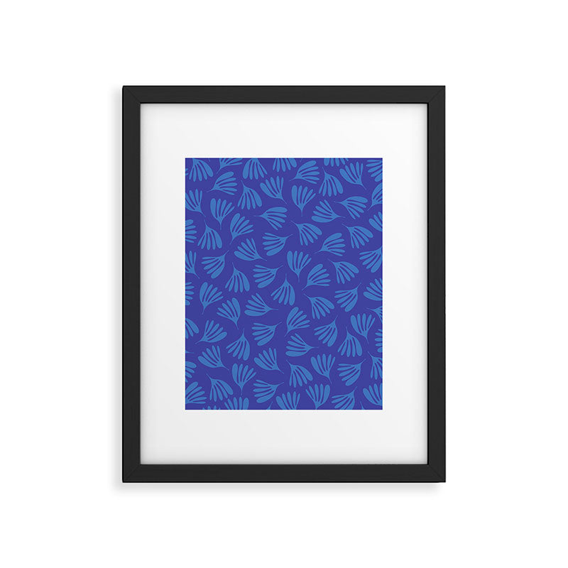 Blue Wispy Leaves Contemporary Abstract Pattern Framed Art Print Gallery Image 5