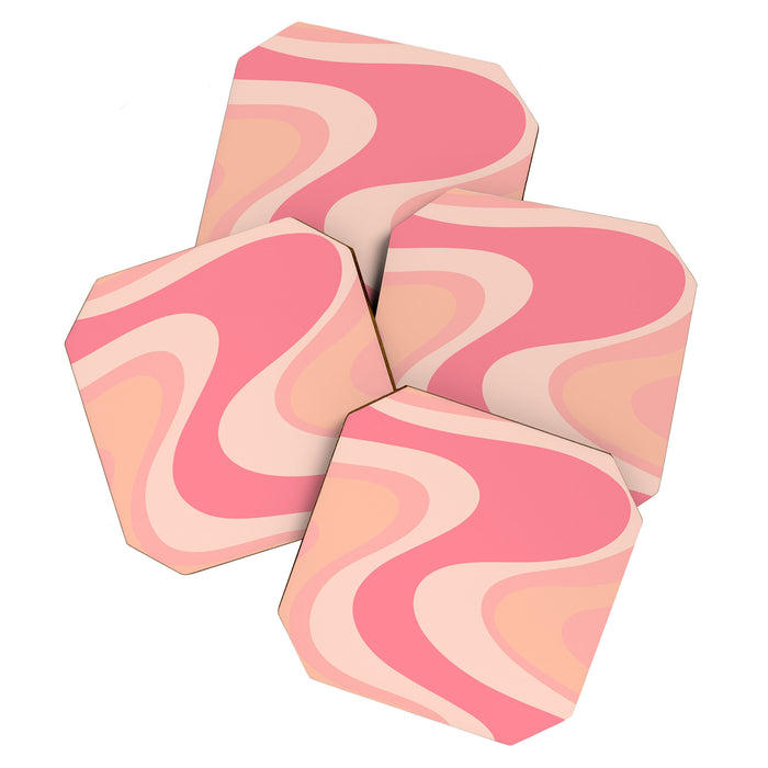 Blush Dream - Retro Pink Abstract Coaster Gallery Image 1
