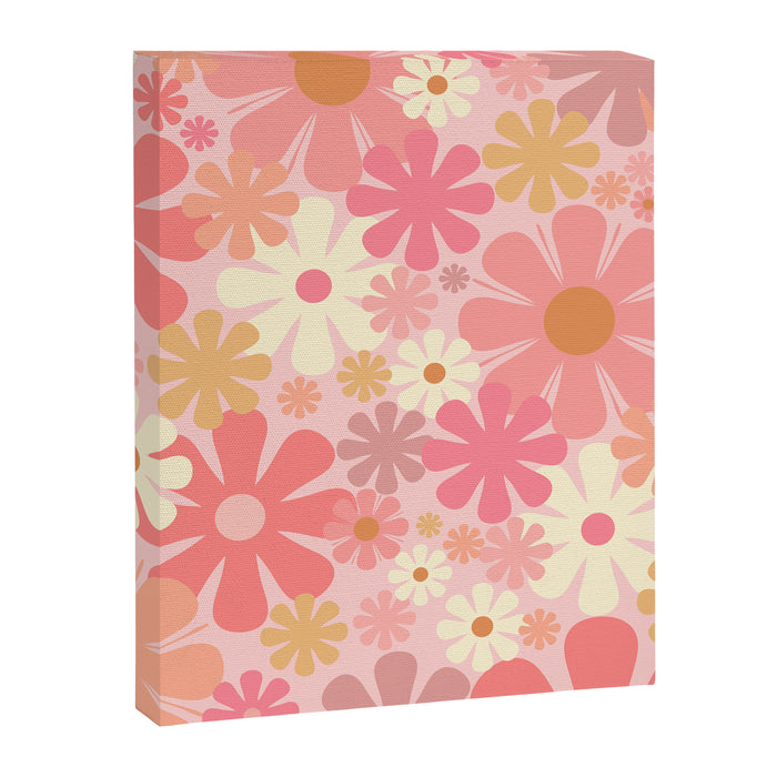 Blush Pink 60s 70s Vintage Flower Power Floral Pattern Canvas Print Gallery Image 1