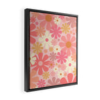 Blush Pink 60s 70s Vintage Flower Power Floral Pattern Framed Canvas Print Gallery Image 2