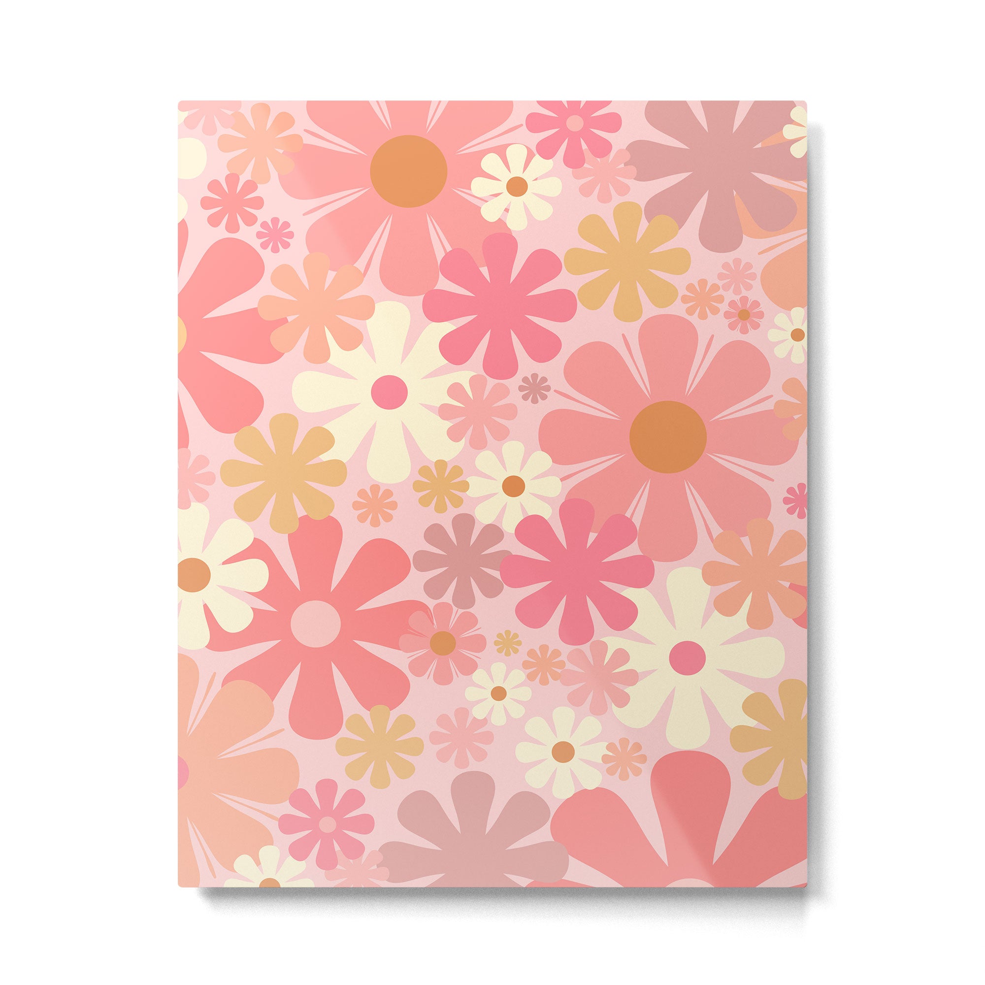 Blush Pink 60s 70s Vintage Flower Power Floral Pattern Metal Print Gallery Image 6