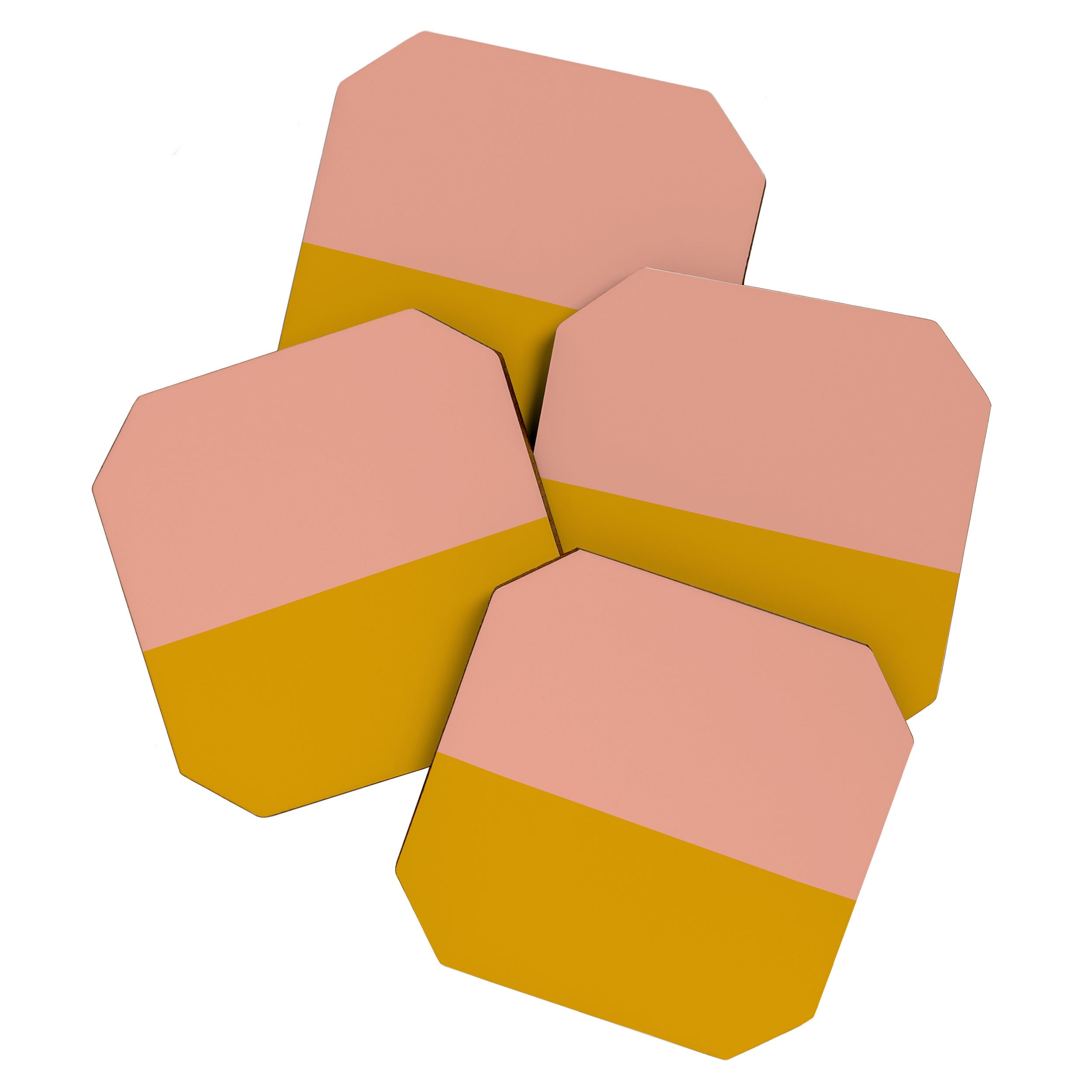 Blush Pink and Mustard Gold Minimalist Color Block Coaster Gallery Image 1