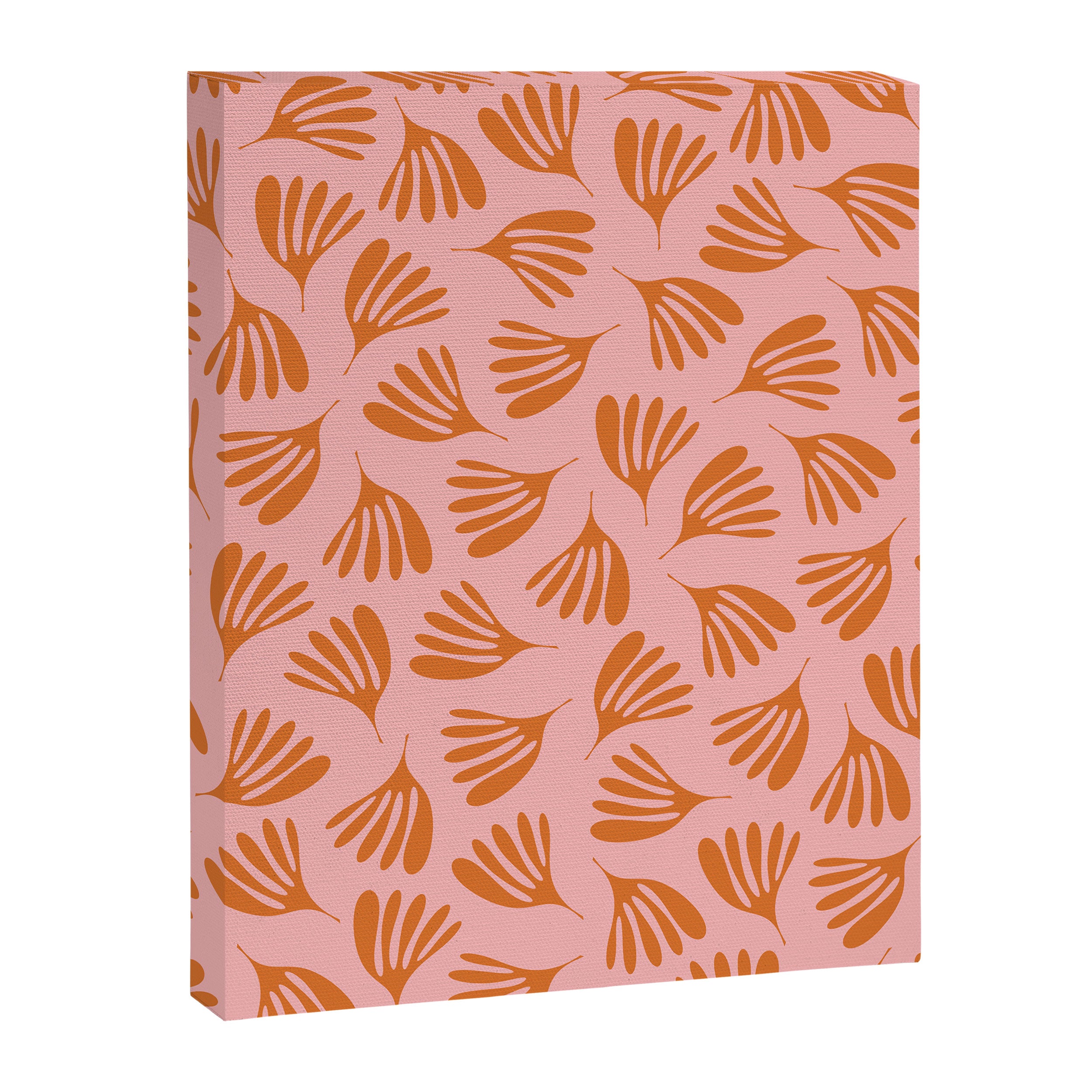 Blush Pink and Orange Wispy Leaves Contemporary Abstract Pattern Canvas Print Gallery Image 6
