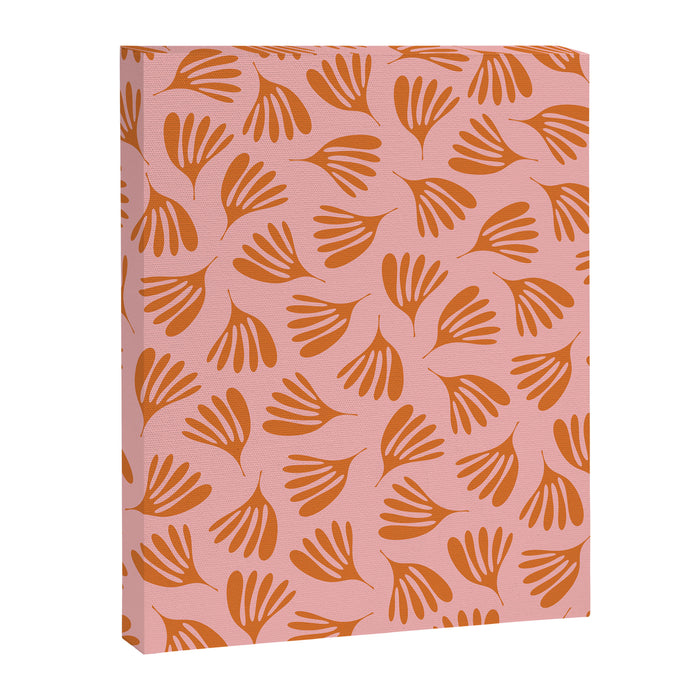 Blush Pink and Orange Wispy Leaves Contemporary Abstract Pattern Canvas Print Gallery Image 1