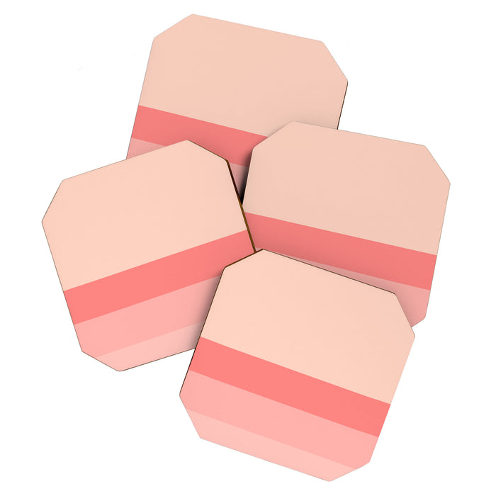 Blush Pink Minimalist Solid Color Block Stripes Coaster Gallery Image 1