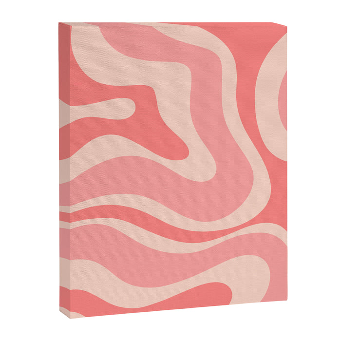 Blush Pink Modern Retro Liquid Swirl Abstract Pattern Square Canvas Print Gallery Image 1