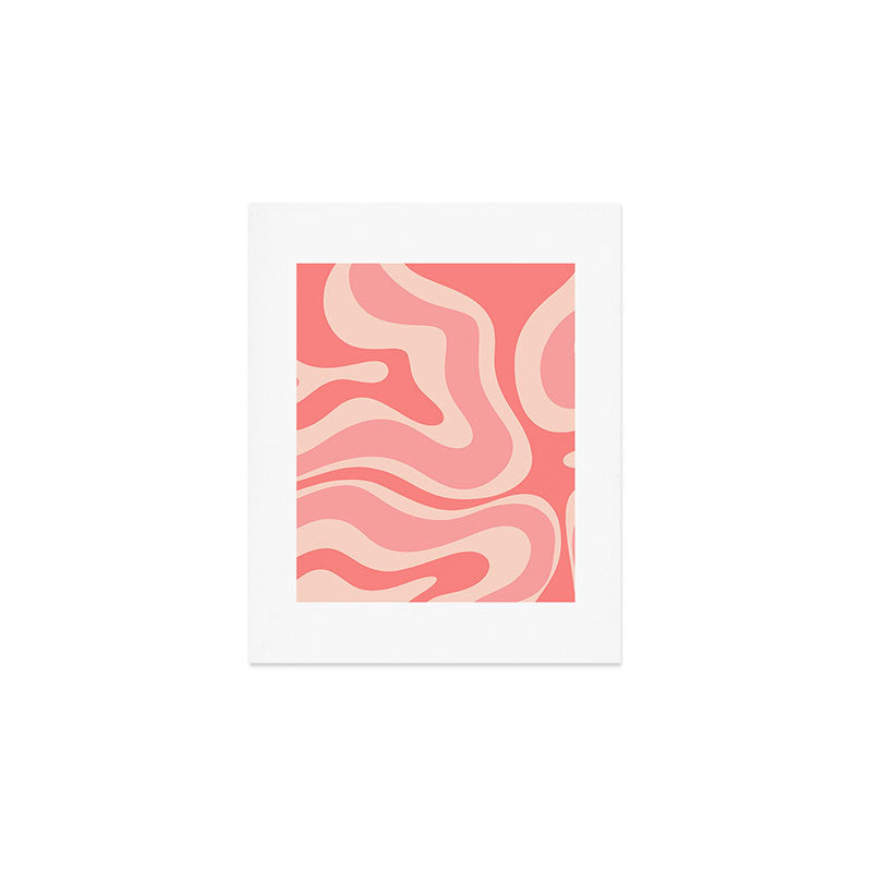 Blush Pink Modern Retro Liquid Swirl Abstract Pattern Square Art Print Gallery Image 1