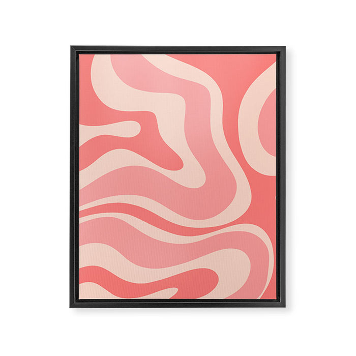 Blush Pink Modern Retro Liquid Swirl Abstract Pattern Square Framed Canvas Print Gallery Image 1