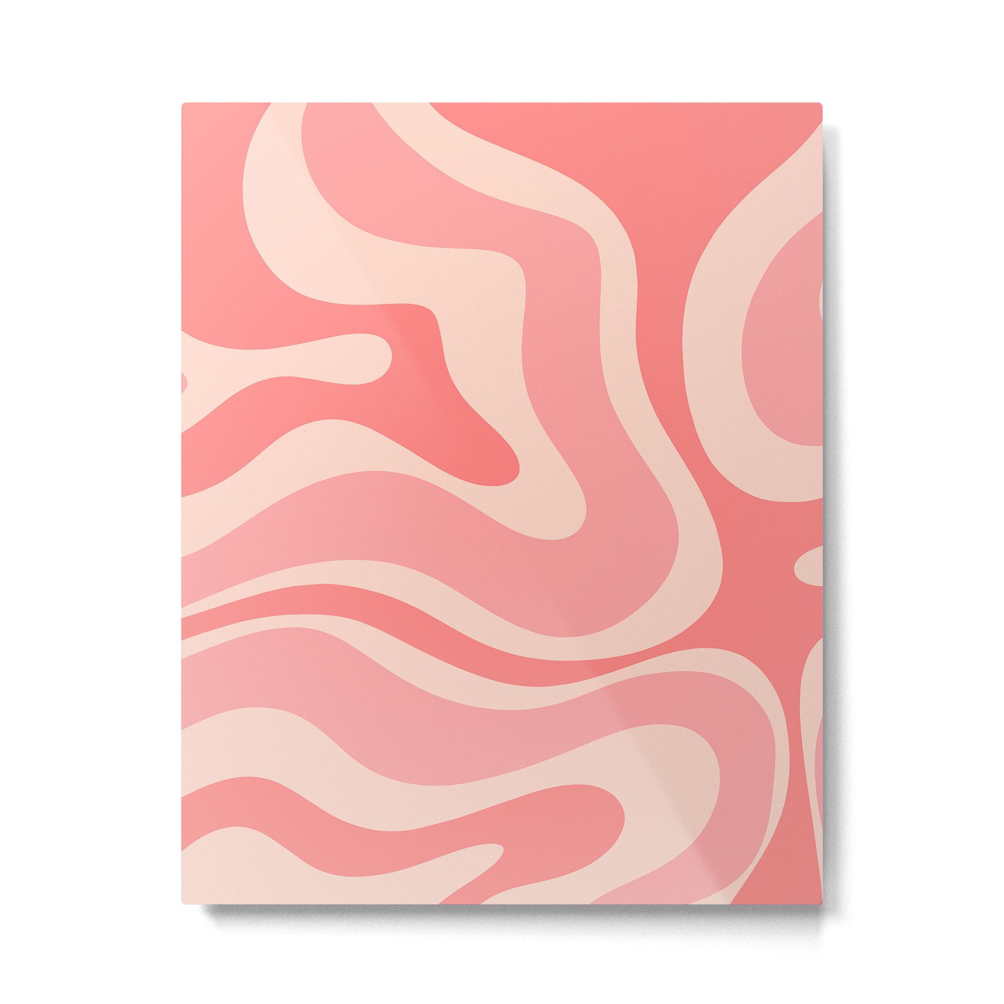 Blush Pink Modern Retro Liquid Swirl Abstract Pattern Square Metal Print Gallery Image 6