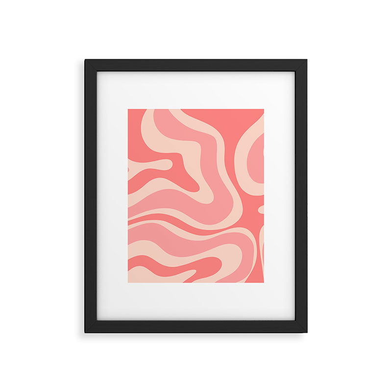 Blush Pink Modern Retro Liquid Swirl Abstract Pattern Square Framed Art Print Gallery Image 6