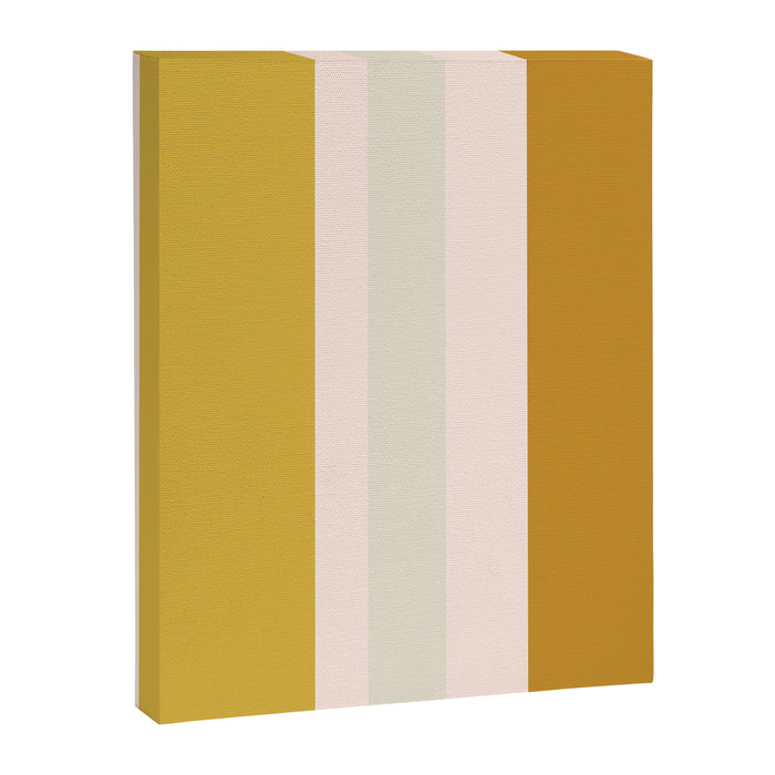 Blush Pink, Navy Blue, Mustard Yellow Big Stripes Pattern Canvas Print Gallery Image 1