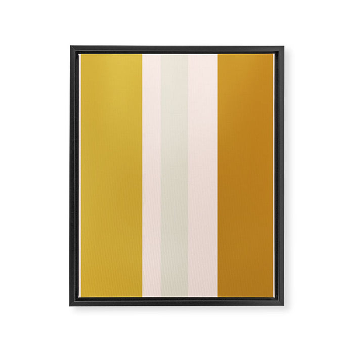 Blush Pink, Navy Blue, Mustard Yellow Big Stripes Pattern Framed Canvas Print Gallery Image 1