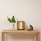 Blush Pink, Navy Blue, Mustard Yellow Big Stripes Pattern Framed Canvas Print Gallery Image 4