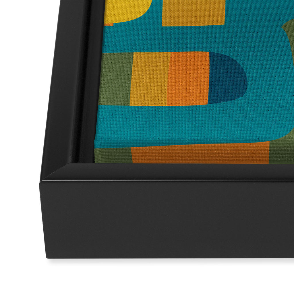 Bo Kaap Abstract Pattern in Moroccan Teal Ochre Olive Orange Mustard Framed Canvas Print Gallery Image 3