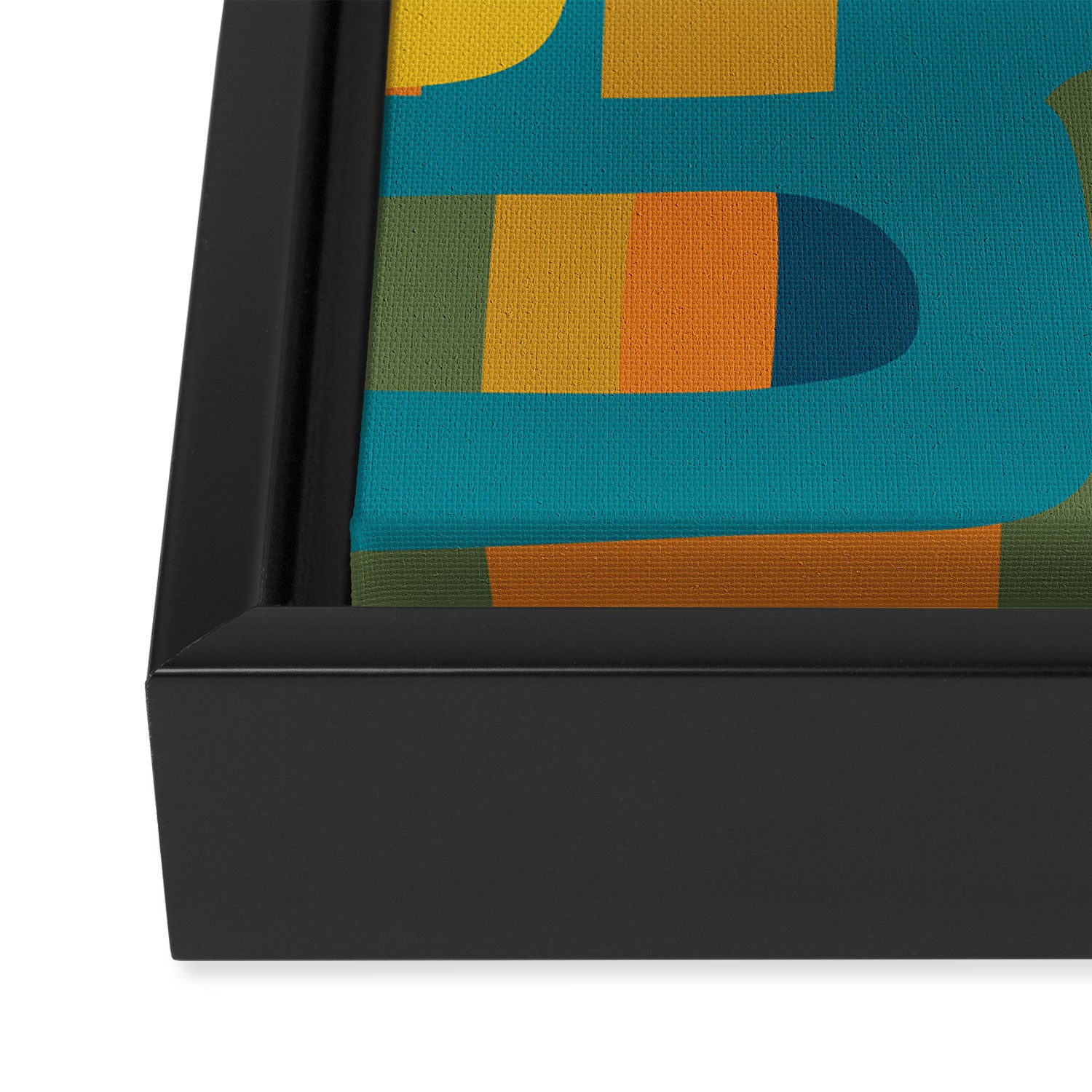 Bo Kaap Abstract Pattern in Moroccan Teal Ochre Olive Orange Mustard Framed Canvas Print Gallery Image 3